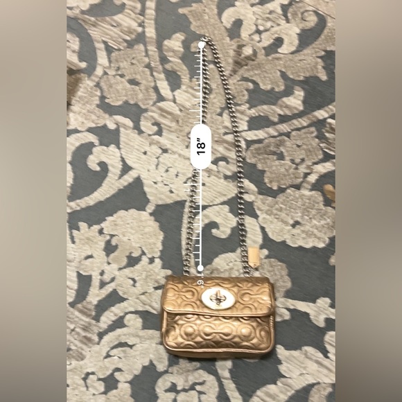 COACH Gold Metallic Leather Madison Chain Mini Shoulder Bag - Picture 3 of 11